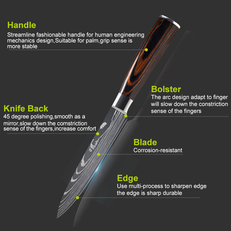 Damascus Kitchen Knife Set