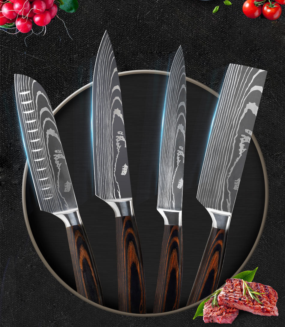 Damascus Kitchen Knife Set